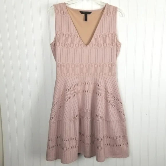 BCBGMaxAzria Amberly Dress A Line Mini Office Siren Stretch Pink Size Small - Picture 10 of 11